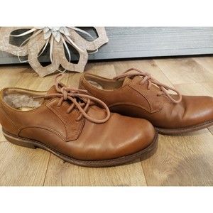 Ugg Hixson Oxford Tan Suede Fur lined Lace up Mens Shoes Size US 8.5 EUC